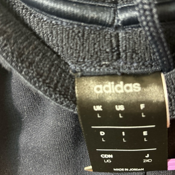 Adidas Men's Jogger Pants Black white stripe  L Drawstring Waist - Picture 3 of 7